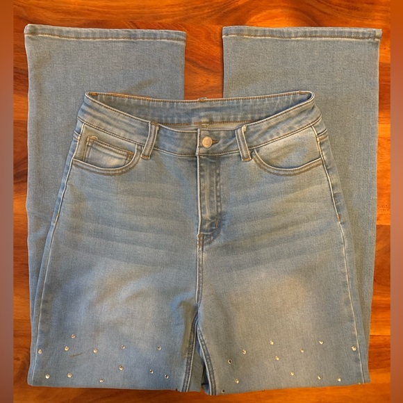 NWT Paola Riboni High Waist Rhinestone Jeans size M - Picture 7 of 13